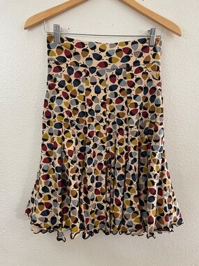 Effie's Heart Cream flaring Skirt with Multicolor acorn Print L